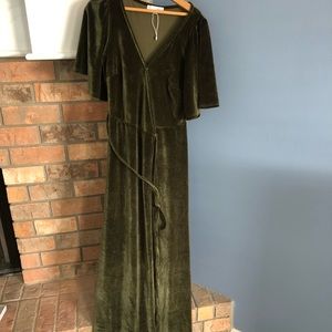 Baltic born green velvet wrap dress xs